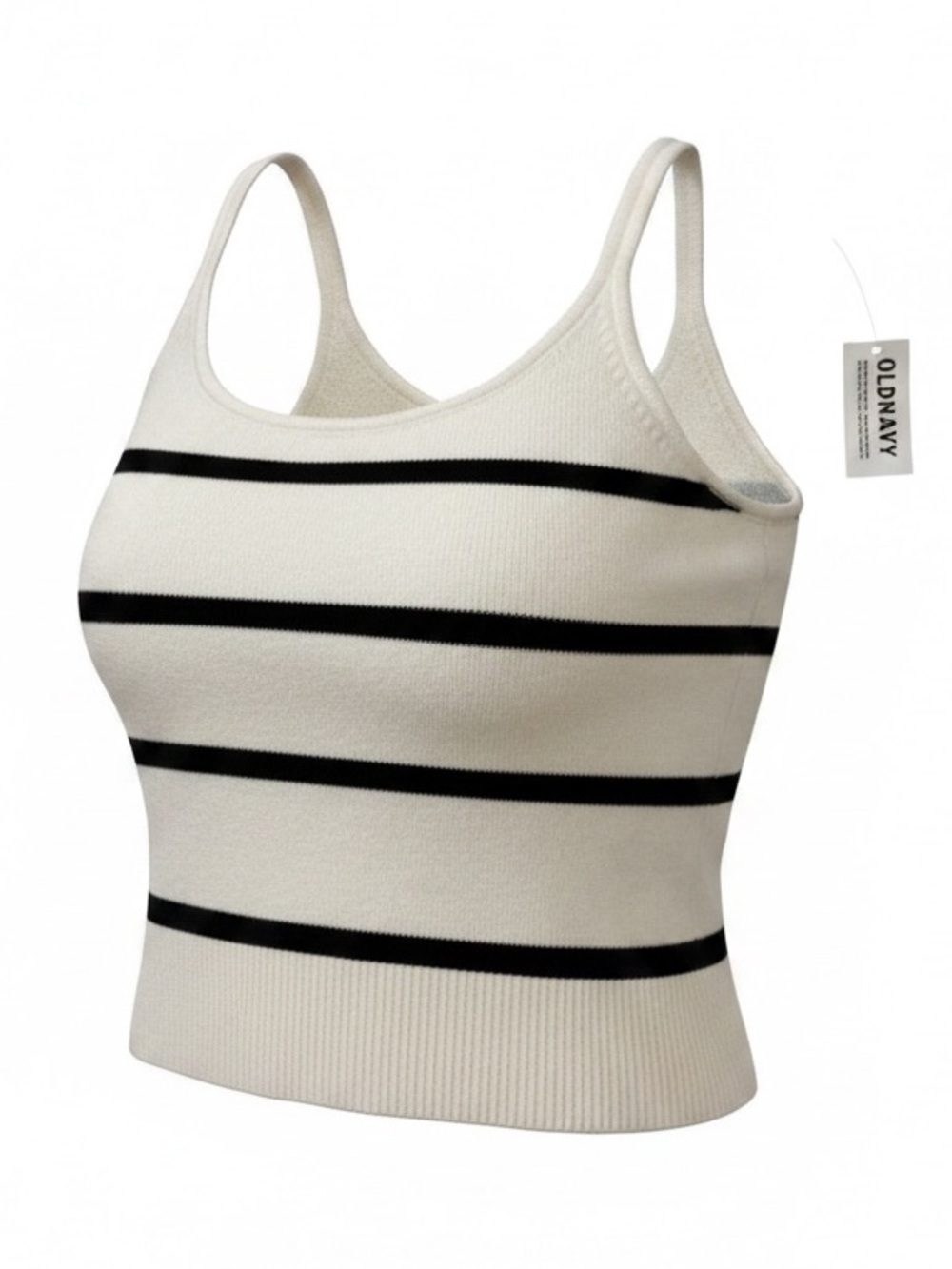Old Navy White and Black Striped Knit Cropped Camisole Sweater NWT